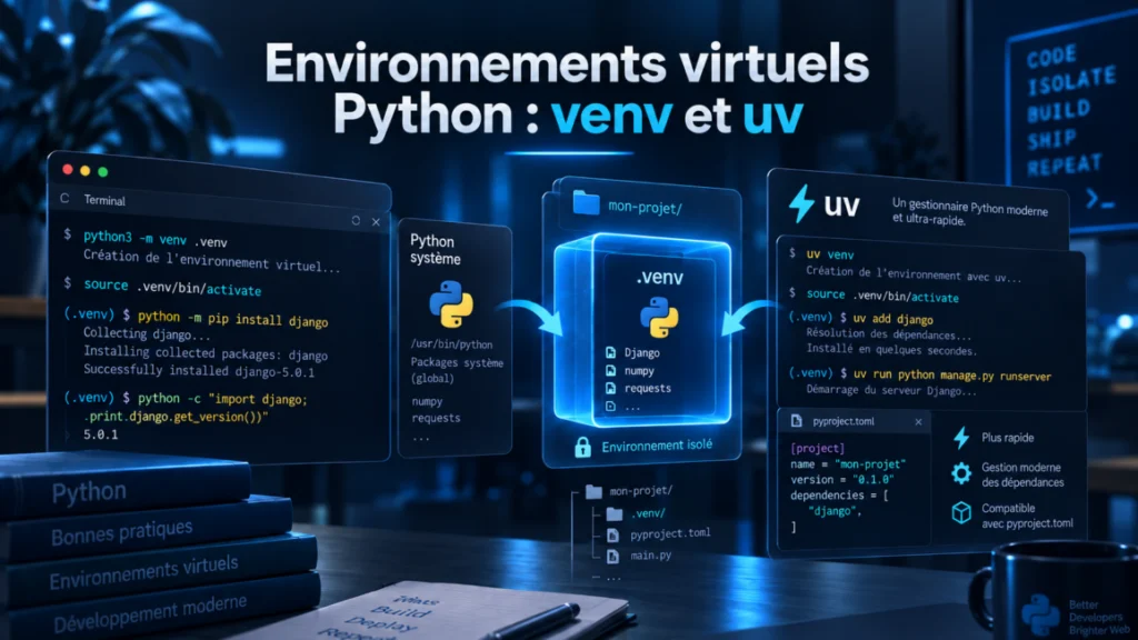 Illustration des environnements virtuels Python avec venv et uv